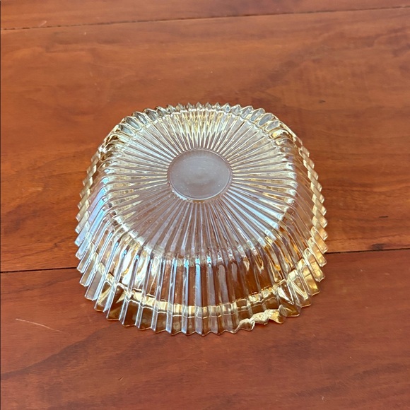 Vintage Amber Pressed Glass Ashtray | Ribbed Glass Bowl | Mid-Century Decor - Picture 3 of 4